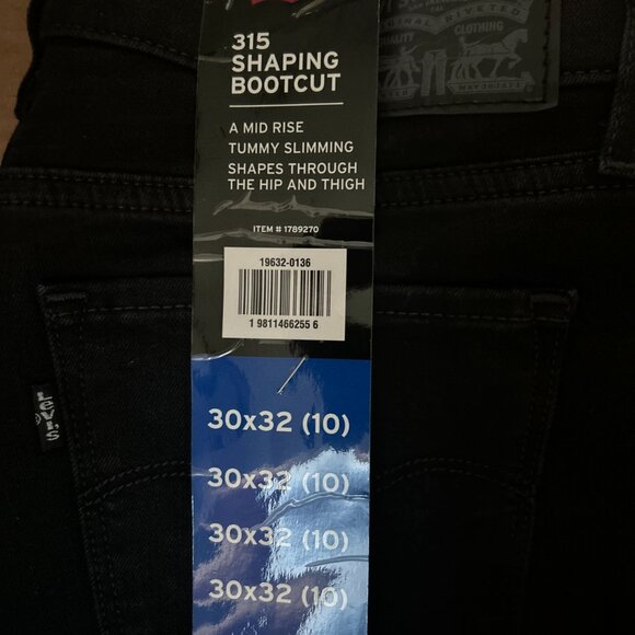 Share Levi's 315 Shaping Bootcut Women's Jeans Mid Rise Black Denim Size 10 W30 - Picture 10 of 12